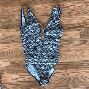 Tory Burch Black and White One Piece Swimsuit